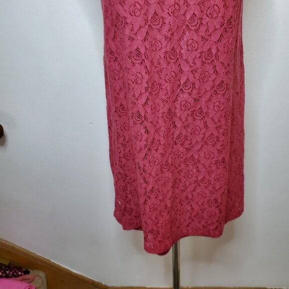 Altar'd State Size S Dress Red Brick Lace Lined Lace Neck Tie Back - Picture 3 of 12